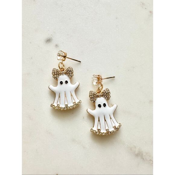 Booooo-tiful ghost dangle Halloween earrings - Picture 5 of 5